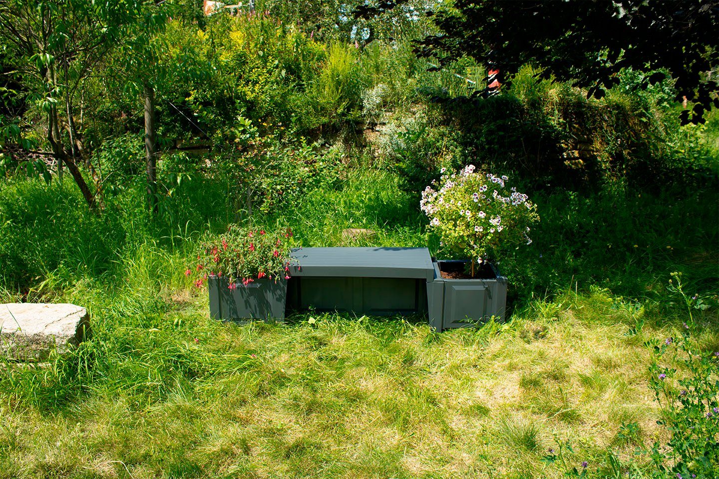 KHW Gartenbank Berlin, mit zwei Pflanzkästen, anthrazit