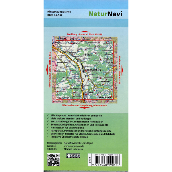 Hintertaunus Mitte 1 : 25 000, Blatt 45-557 - Wanderkarte