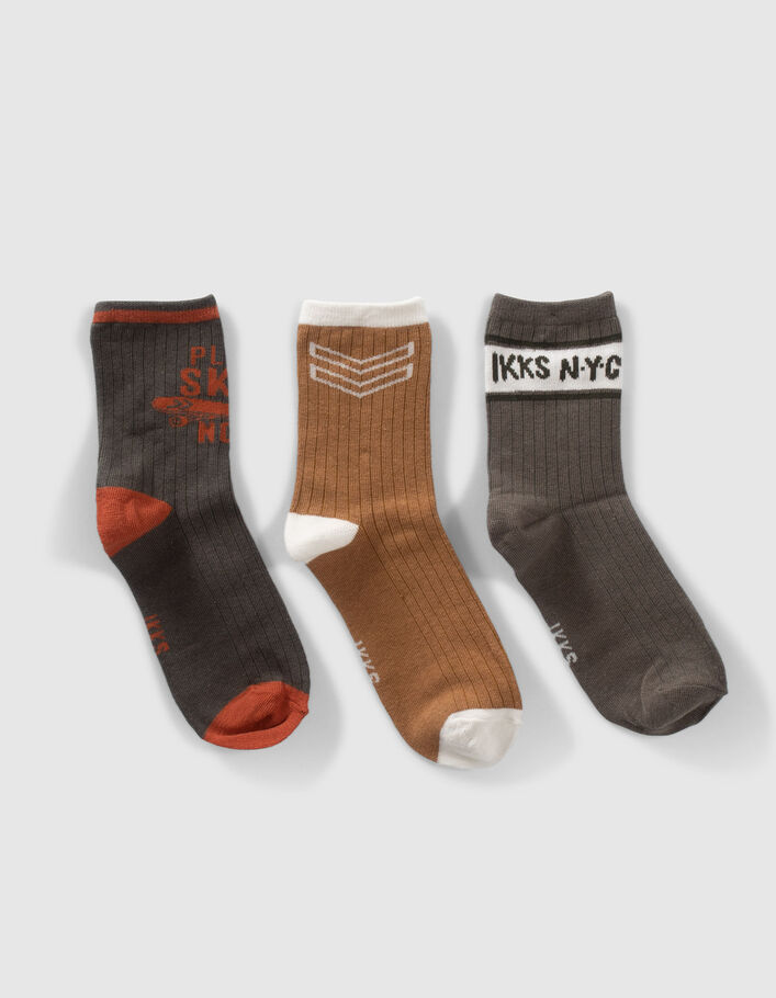 Chaussettes vertes, camel, kaki garçon