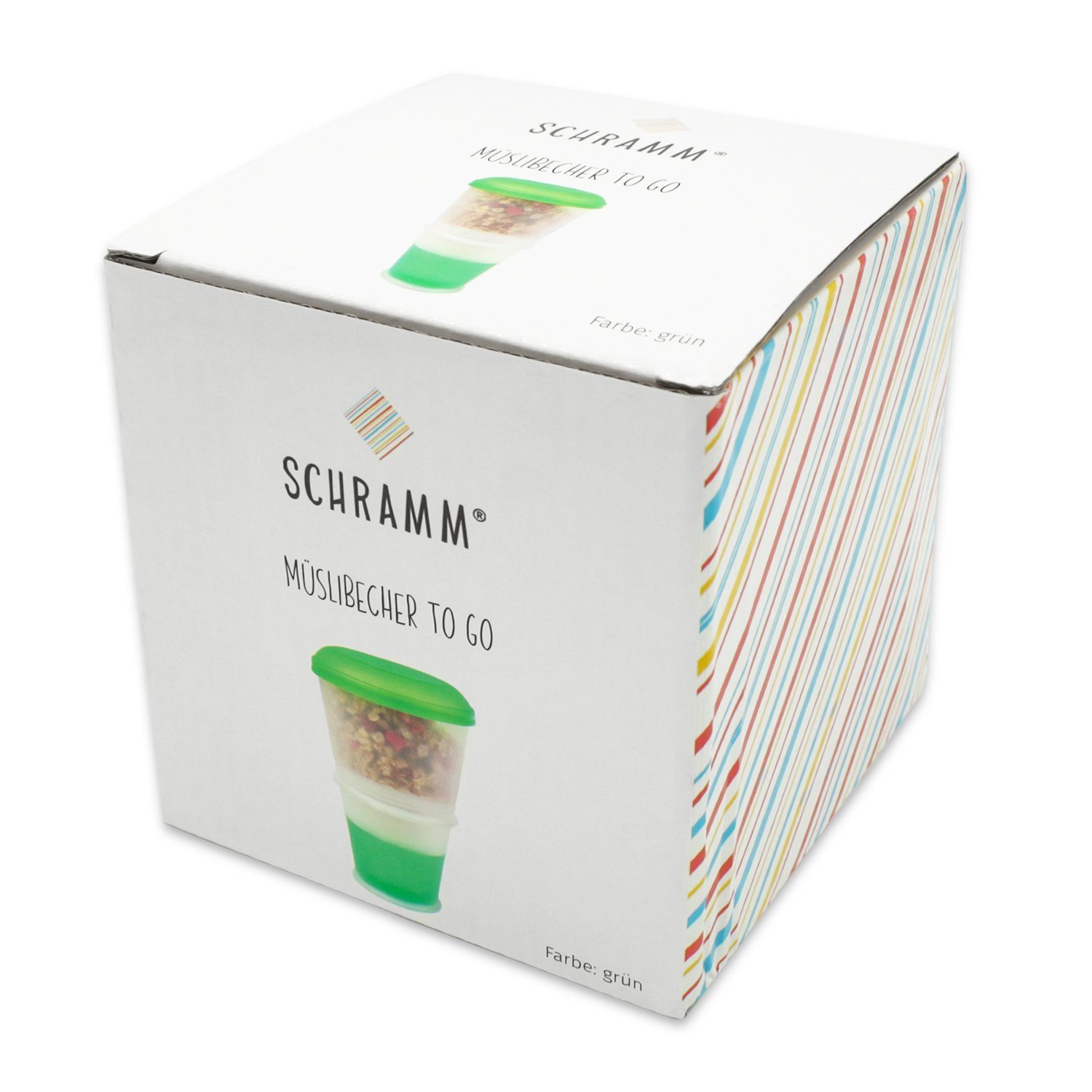 Schramm Joghurtgläser Schramm® Joghurtbecher 7 Farben to go Müsli-to-Go Müslibecher mit integriertem Kühlfach und Löffel Müslischale Joghurt Becher Müslibehälter Joghurtbehälter für unterwegs