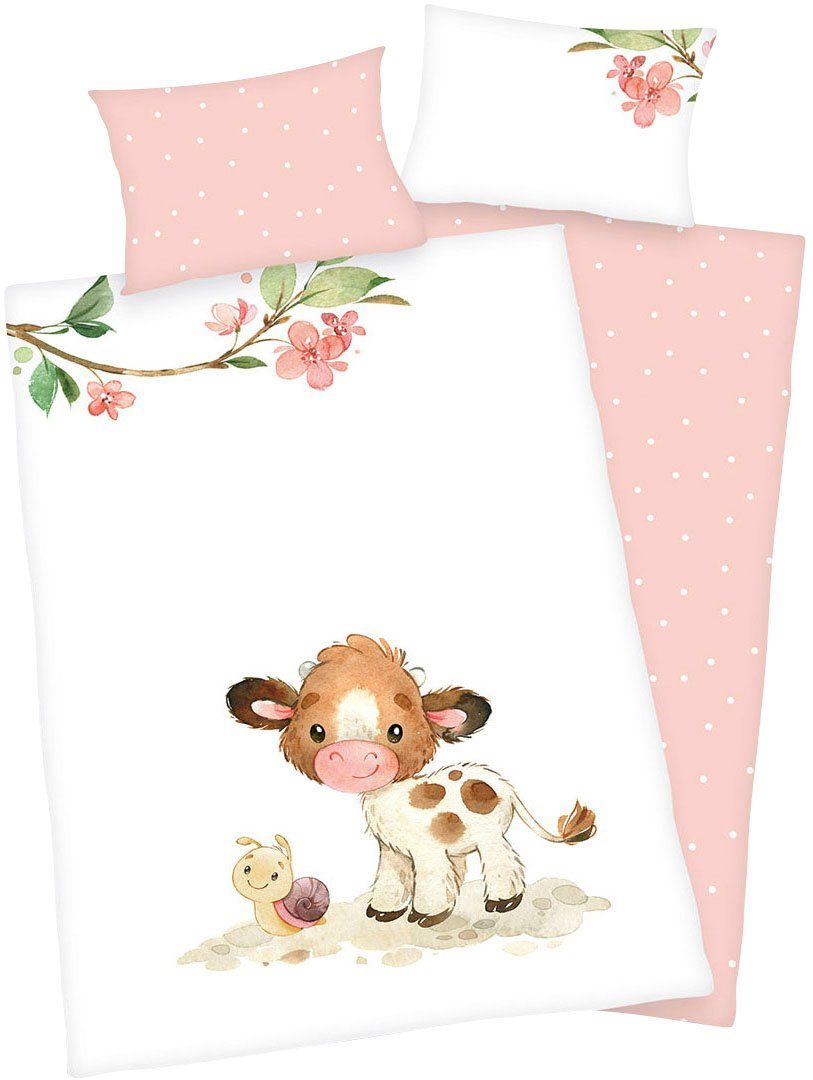 Babybettwäsche süsses Kälbchen, Baby Best, Flanell, 2 teilig