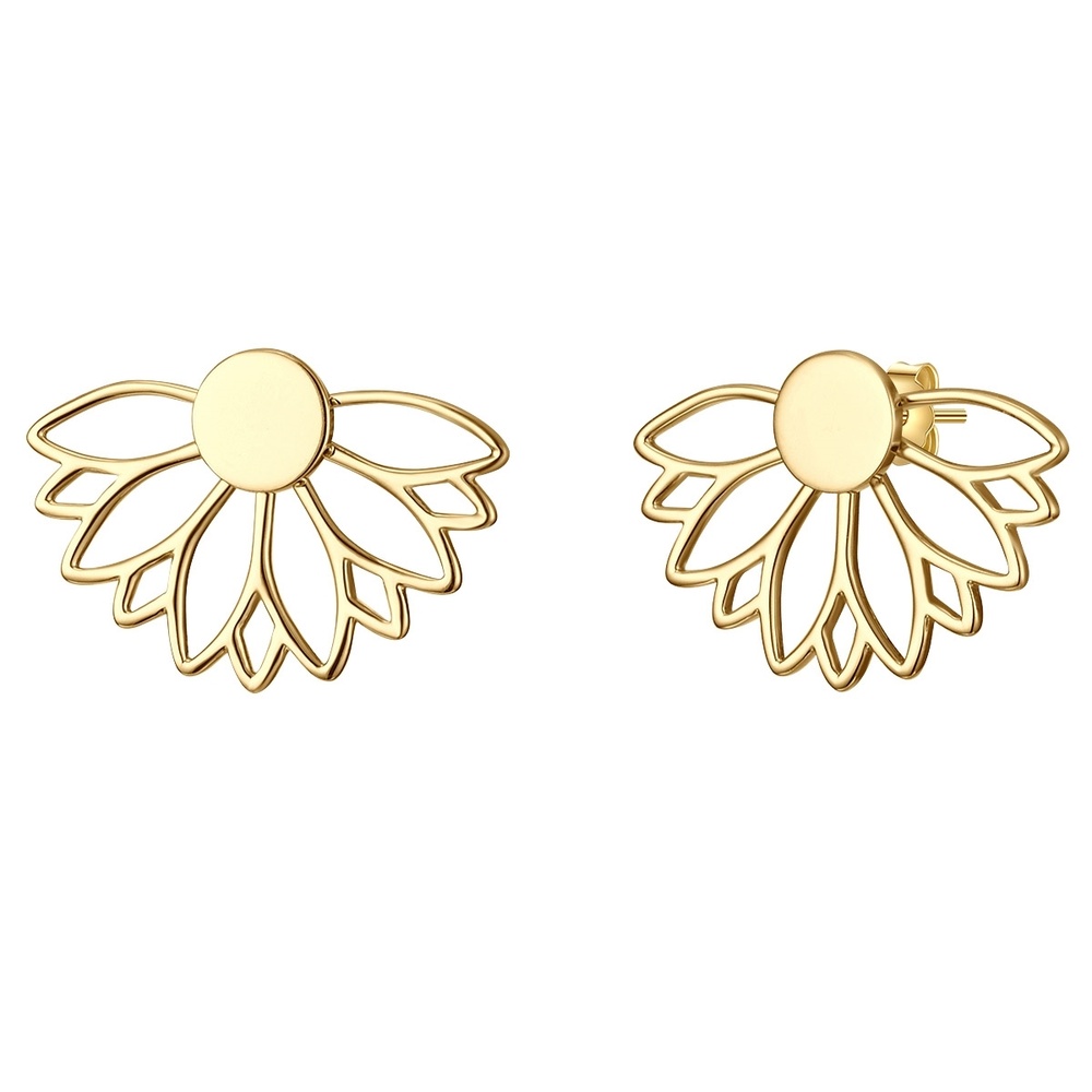 Glanzstücke München Puces d'oreilles en argent Fleur de lotus Argent sterling en Or jaune Boucles d'oreilles