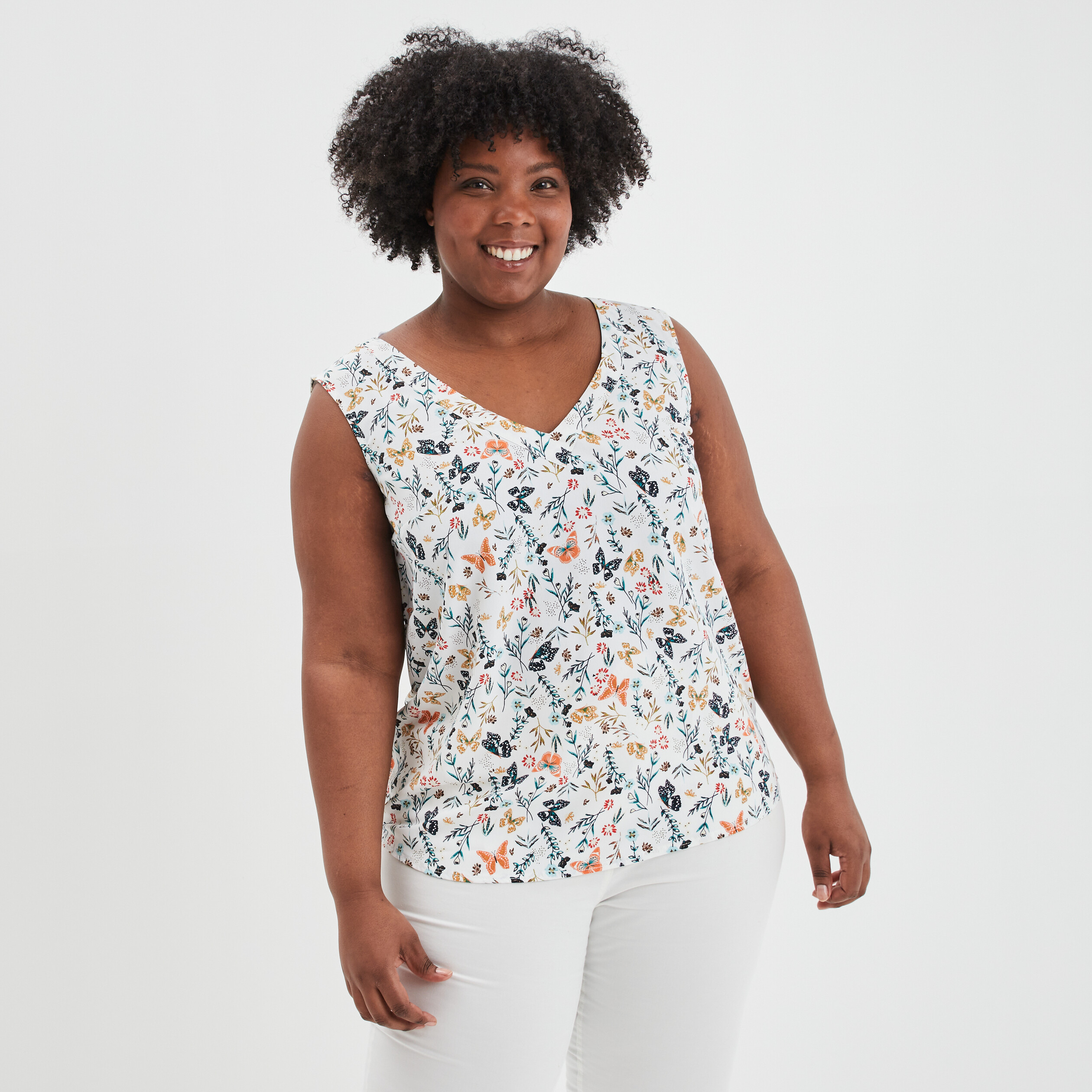 Blouse sans manches beige femme grande taille | La Halle