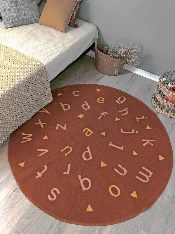 Tapis deco rond en coton ALPHABET 135cm