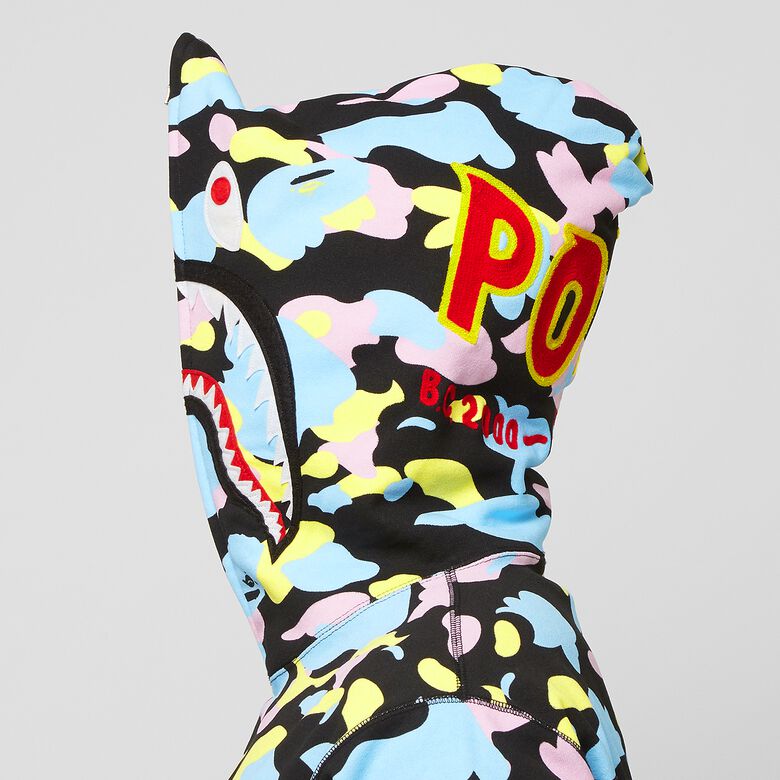 A Bathing Ape New Multi Camo 2nd Shark Full Zip Hooide M Black