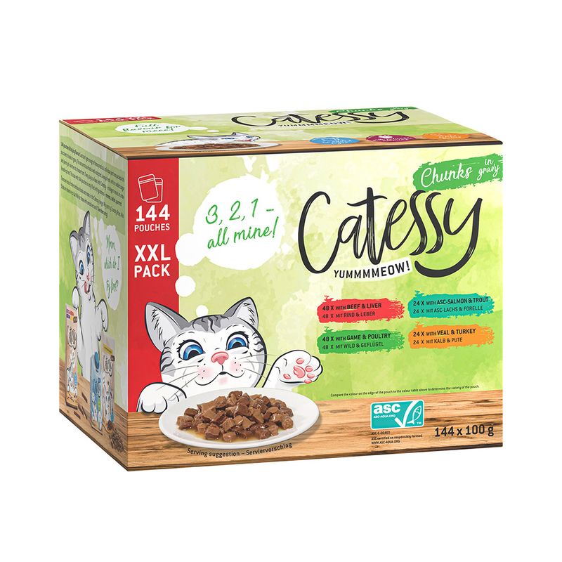 XXL Mixpack Catessy Häppchen in Sauce oder Gelee 144 x 100 g zu TOP-Preisen
