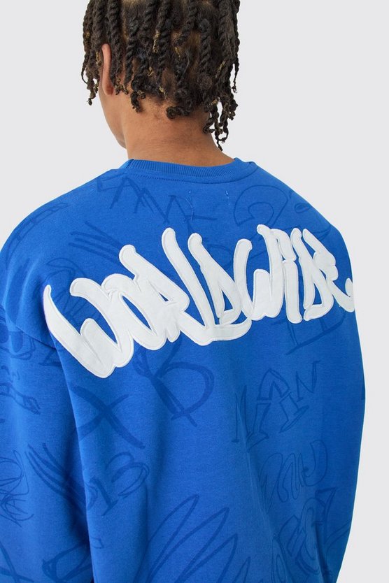 Oversize Trainingsanzug mit Graffiti-Applikation
