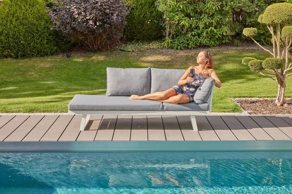 LC Garden Loungesofa LC Garden Sunewo Multifunktionssofa weiß 3-Sitzer Polstergarnitur