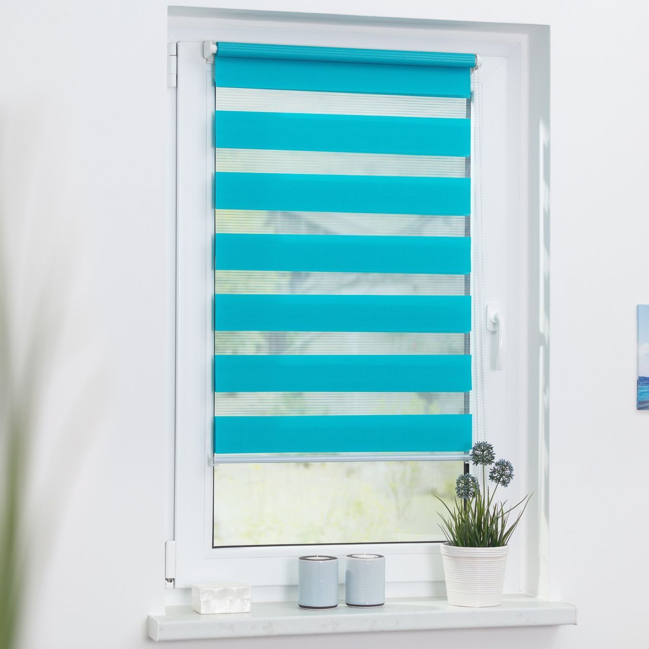 Lichtblick Duo-Rollo Klemmfix, ohne Bohren - Blau, 80 cm x 200 cm (B x L)