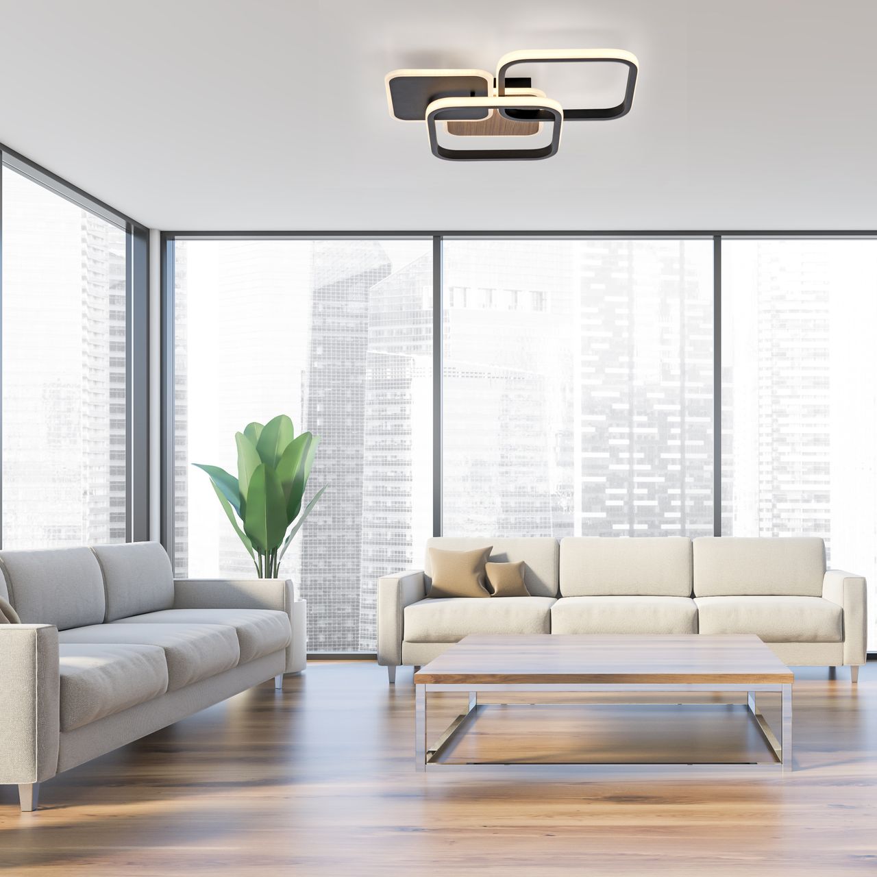 JUST LIGHT LED Deckenleuchte SEVENT, eckig, 1xLED-Board/36W/3000K, Innenleuchte, IP20