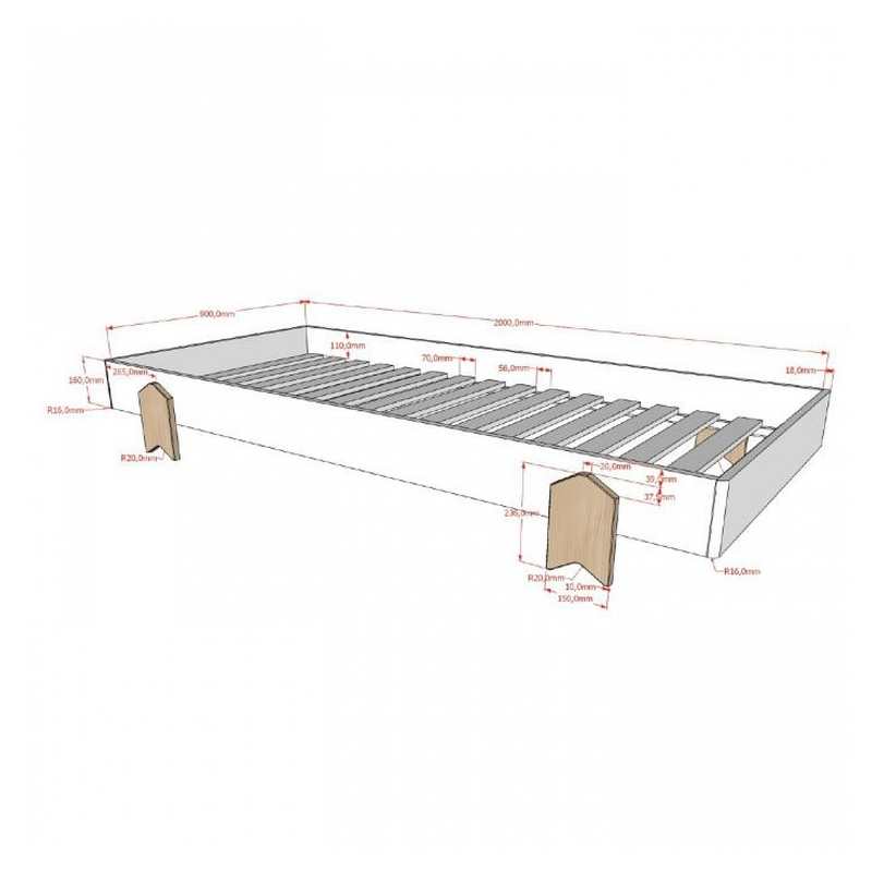 2 lits empilables 90x200cm Modulo gris