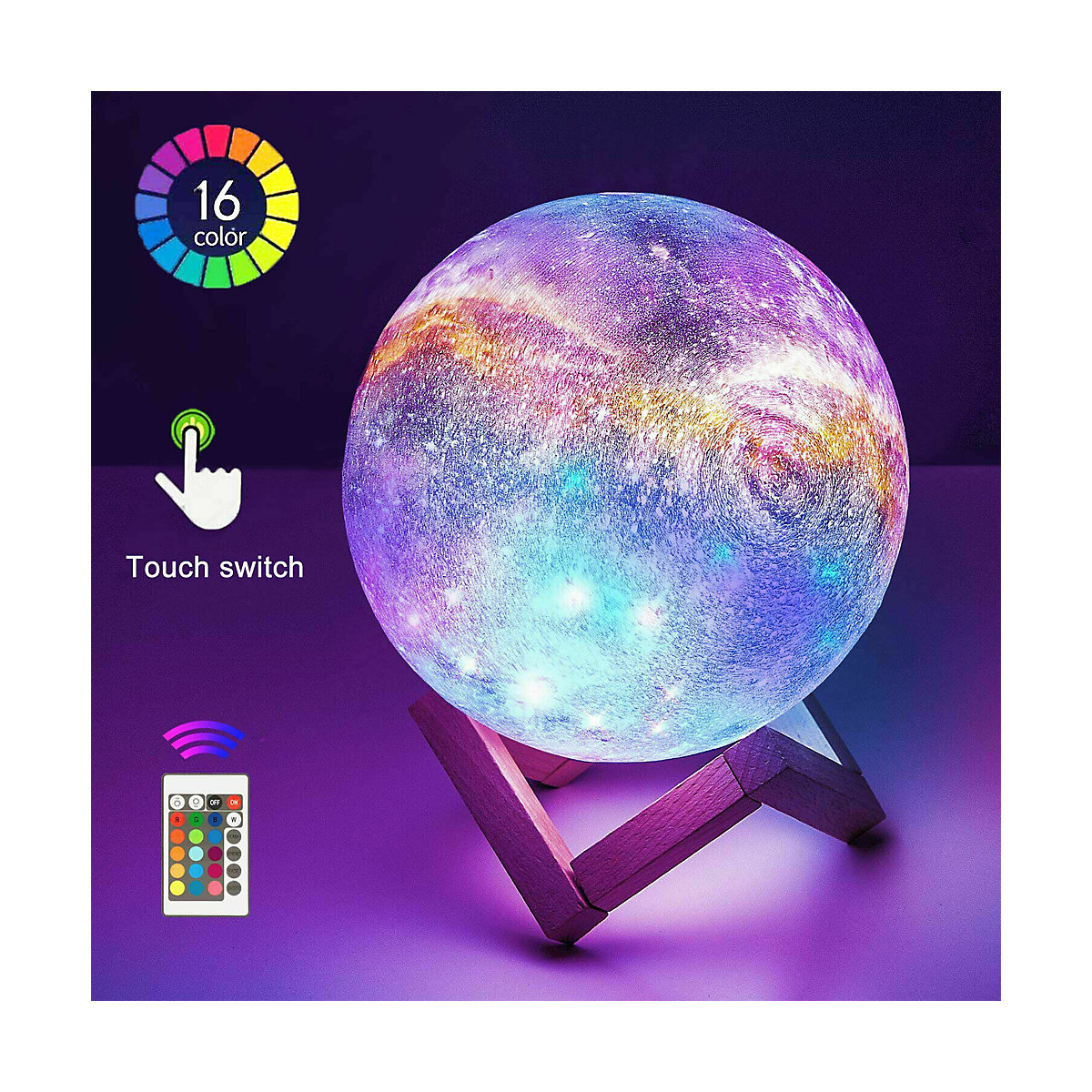Galaxie Mondlampe mit 16 Farben Nachtlichter für Kinder