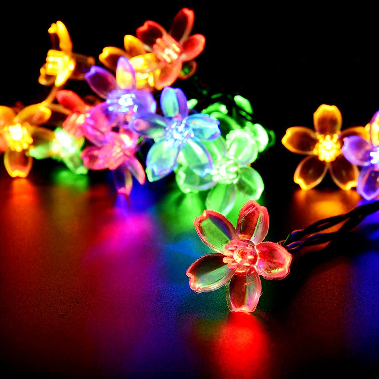 Salcar LED Solarleuchte 5m Solar-Lichterkette Garten mit 20 Kirschblüten