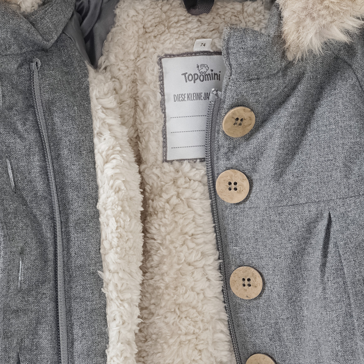 Baby Wintermantel mit Fellimitat
