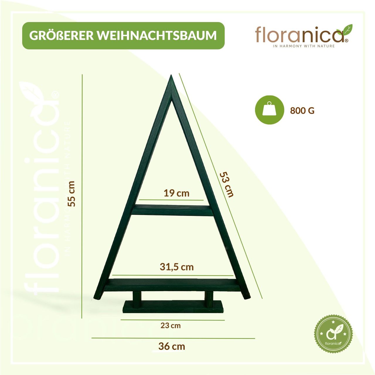 Pemicont Floranica Handgemacht  Holz Baum Weihnachtsbaum Tannenbaum - 2er-Set - Grün
