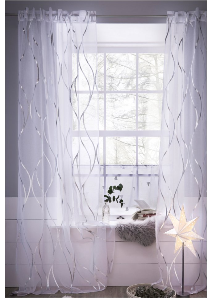 Transparente Gardine mit Glanz Druck (1er Pack)
