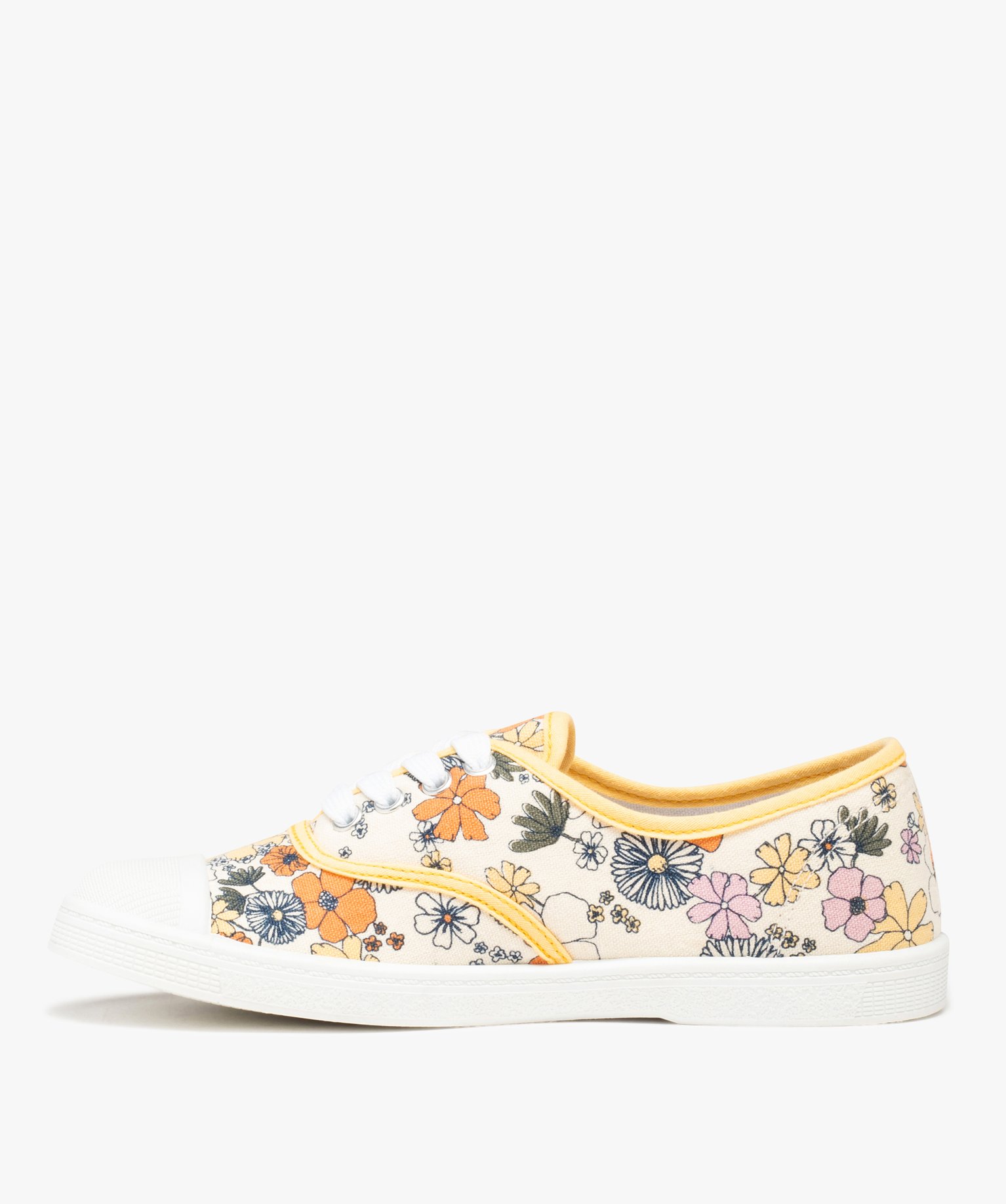 Baskets femme en toile à bout renforcé beige | GEMO