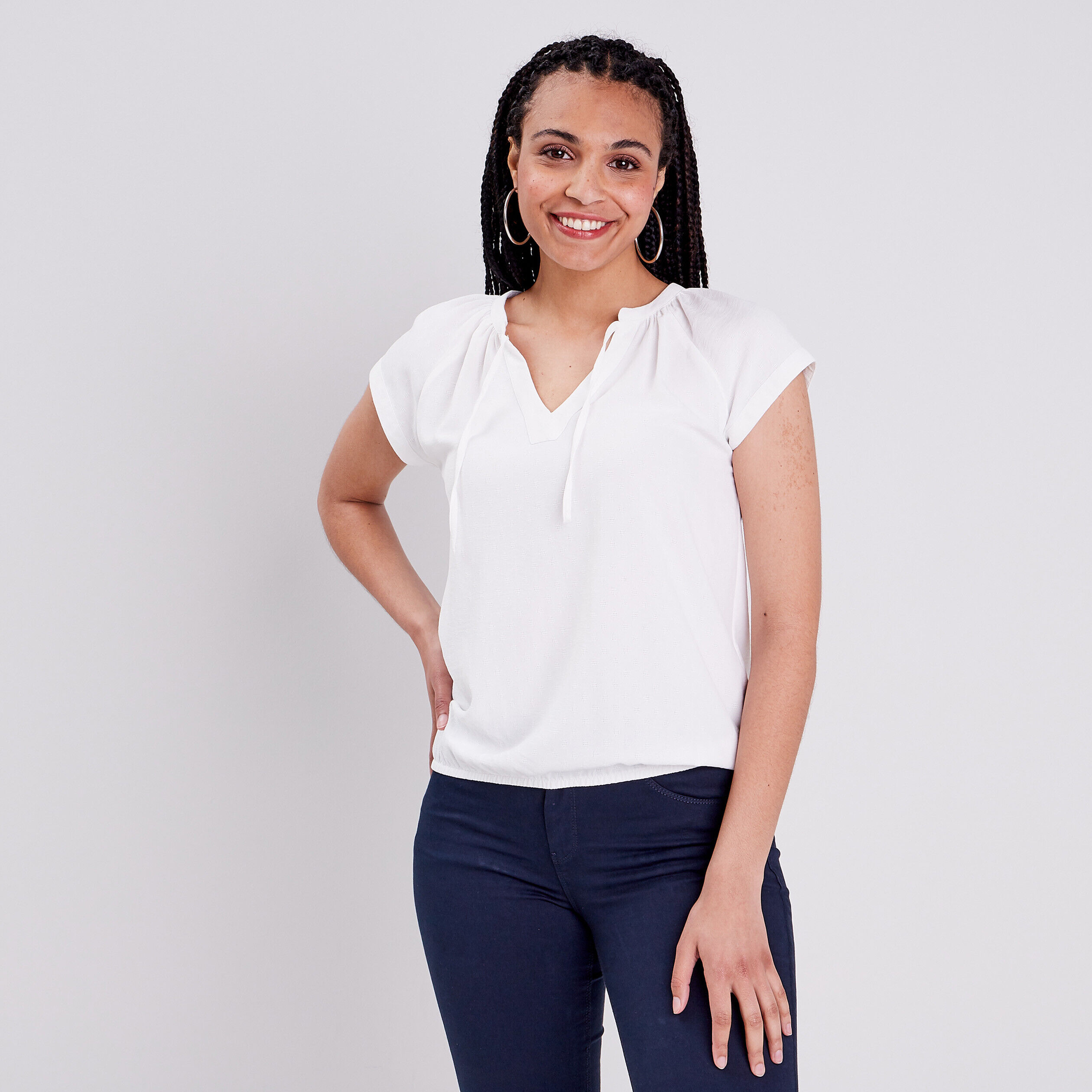 Blouse manches courtes ecru femme | Cache Cache