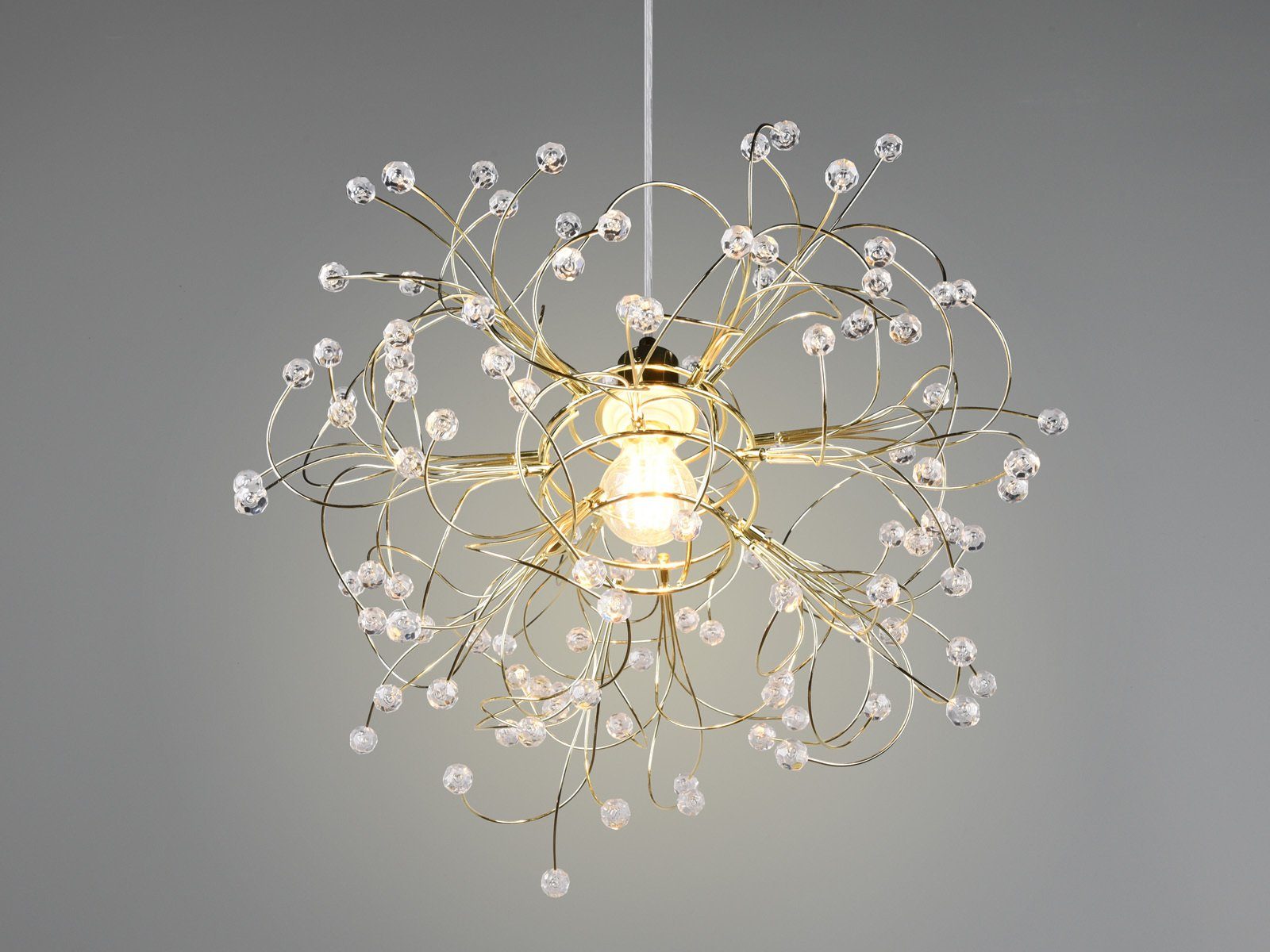 meineWunschleuchte LED Pendelleuchte, Dimmfunktion, LED wechselbar, warmweiß, ausgefallene Designer Lampen für über-n Esstisch hängend, Gold Ø 52cm