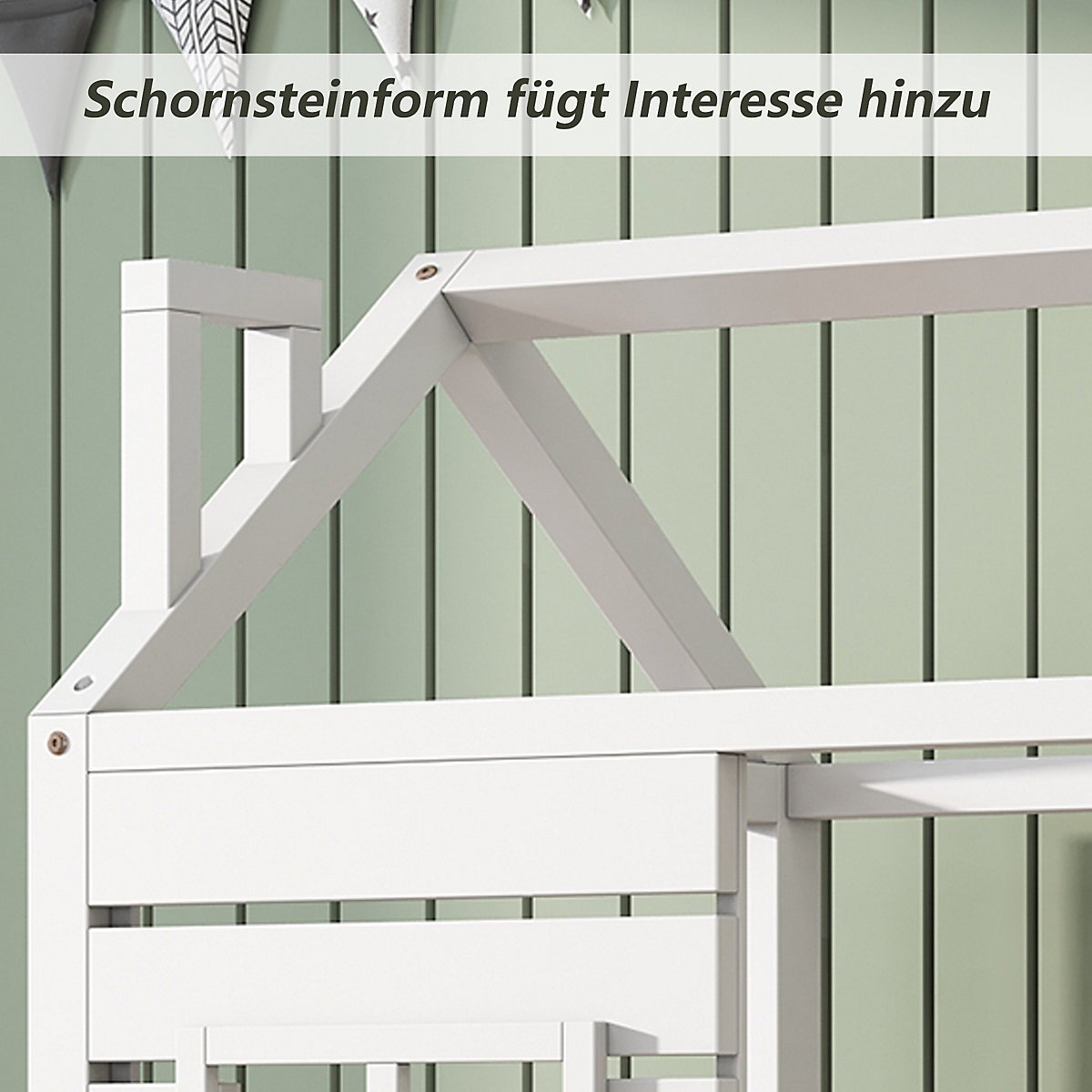 Hausbett 90x200 cm mit 2 Schubladen und Rausfallschtutz, Dach und Fenstern