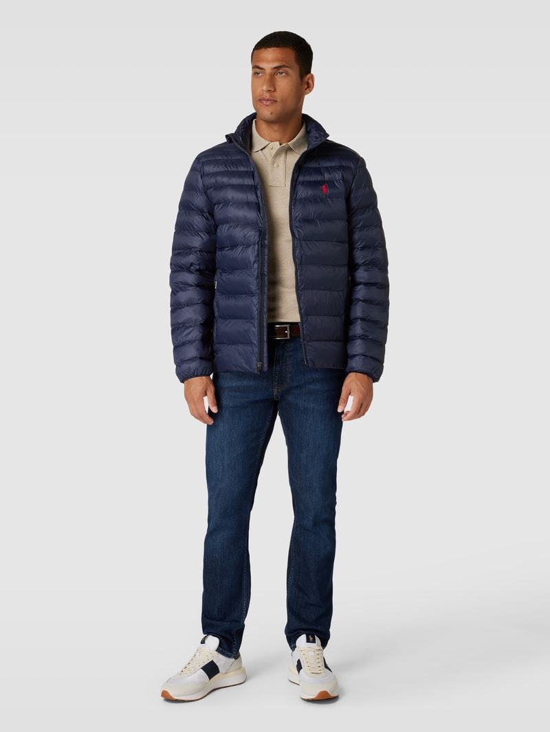 Steppjacke mit Label-Stitching Modell 'TERRA' in marineblau