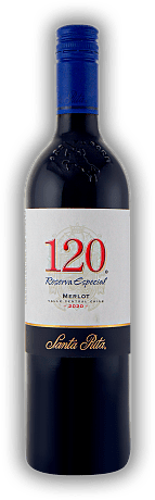Santa Rita, 120 Reserva Especial, Merlot, 2020, Valle Central  Santa Rita, 120 Reserva Especial, Merlot, 2020, Valle Central  Frisch und harmonisch. Jahrgang 2020 - 0,75	 Liter - Vol 13%