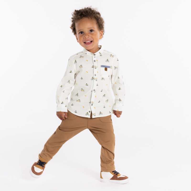 Chemise animaux coton fantaisie blanche bébé garçon