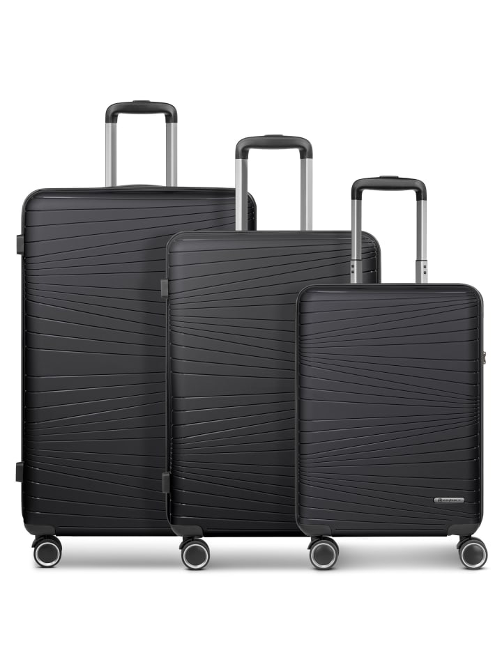 Franky Dallas 3.0 4 Rollen Kofferset 3-teilig mit Dehnfalte in black günstig kaufen onesize