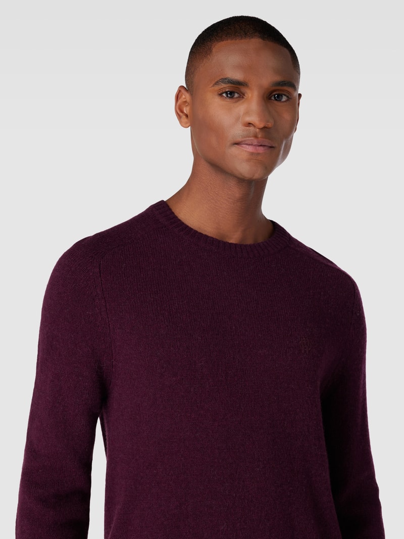 Strickpullover aus Lammwolle Modell 'TANGUY' in aubergine meliert