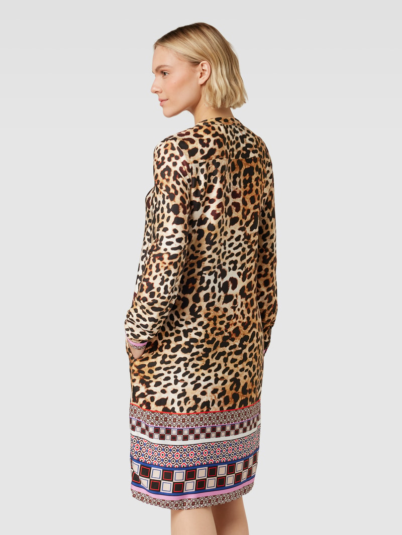 Tunikakleid aus Viskose mit Animal-Print in beige