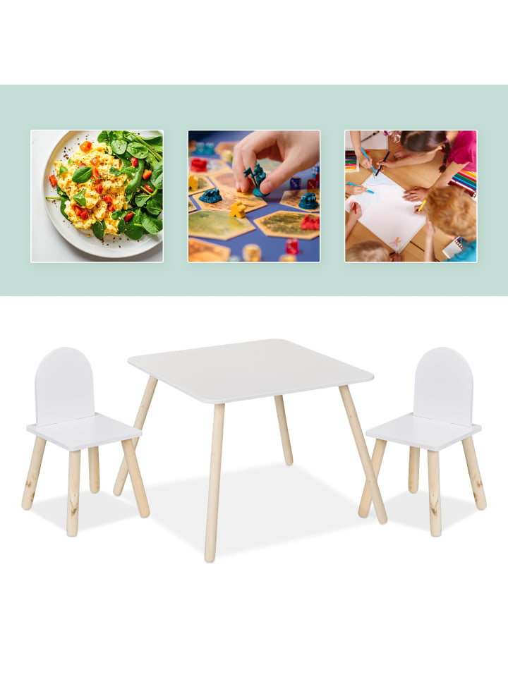 relaxdays 3-tlg. Kindersitzgruppe in Weiß/ Natur günstig kaufen onesize