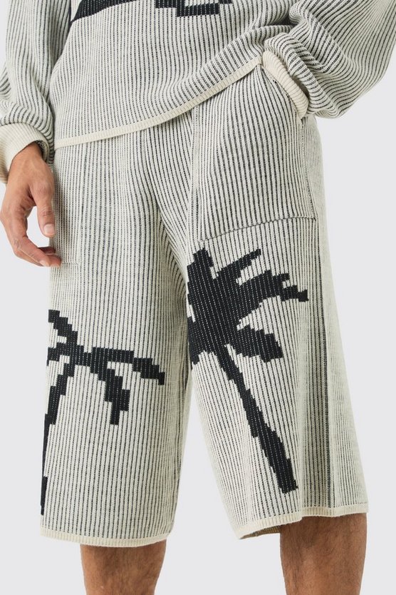 Gerippter Jacquard-Jort mit Palmen-Print