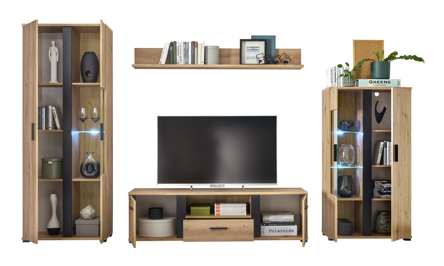 Wohnwand Wohnwand, KLAAS, Braun, B 340 cm, T 40 cm