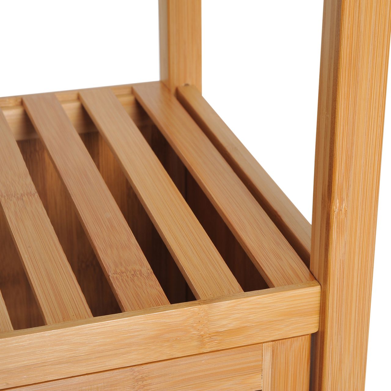 HOMCOM Badschrank Badezimmerschrank mit 3 offenen Fächern für Badezimmer, Natur