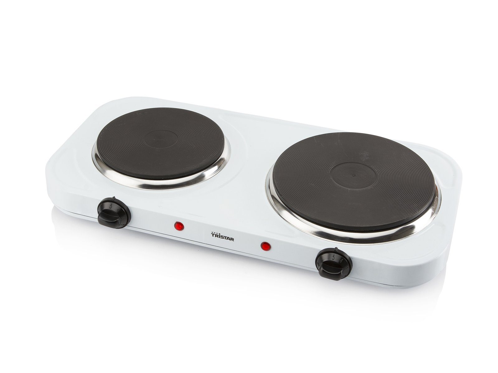 Tristar Doppelkochplatte, Mobiles elektrisches 2er Platten autarkes Kochfeld 15,5/18,5cm Camping