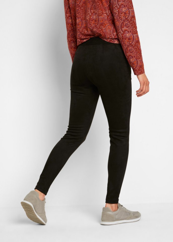 Velourslederimitat-Hose mit Biesen und Stretch-Anteil, Komfortbund