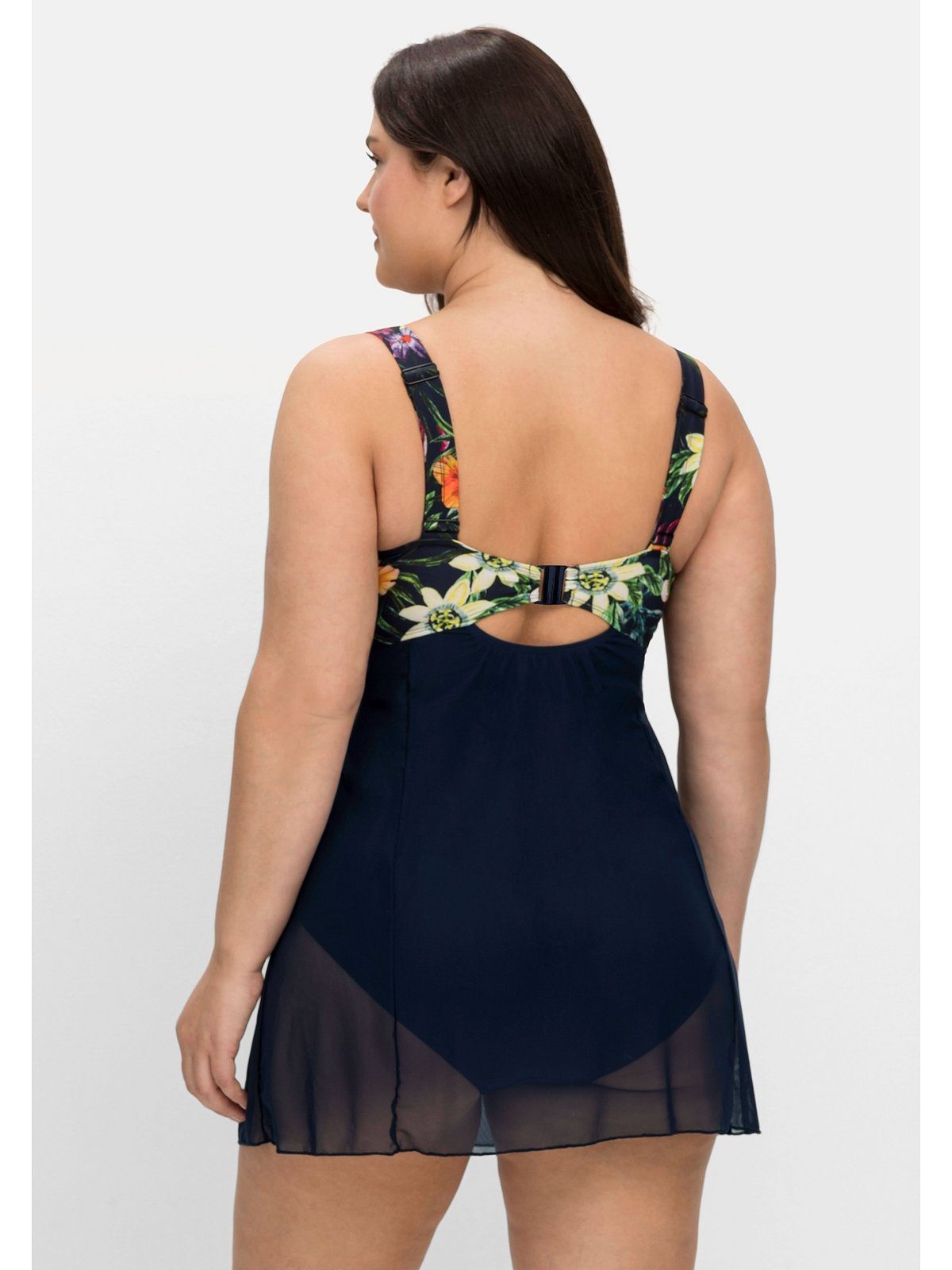 sheego by Joe Browns Badekleid Große Größen mit Hose und transparentem Mesh-Rockteil