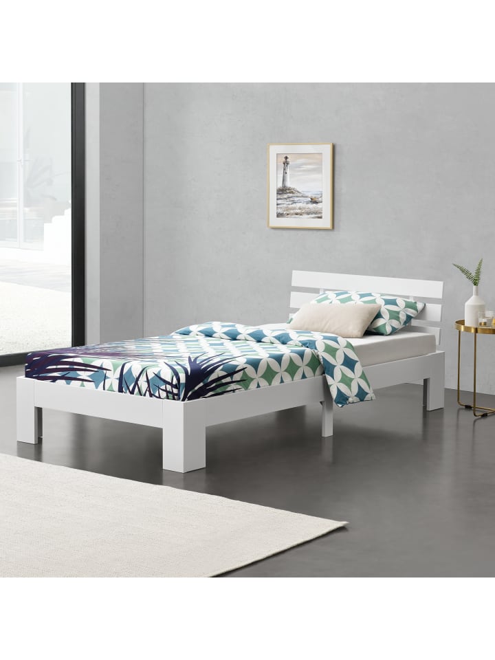 en.casa Holzbett Nivala in Weiß (B)90cm günstig kaufen onesize