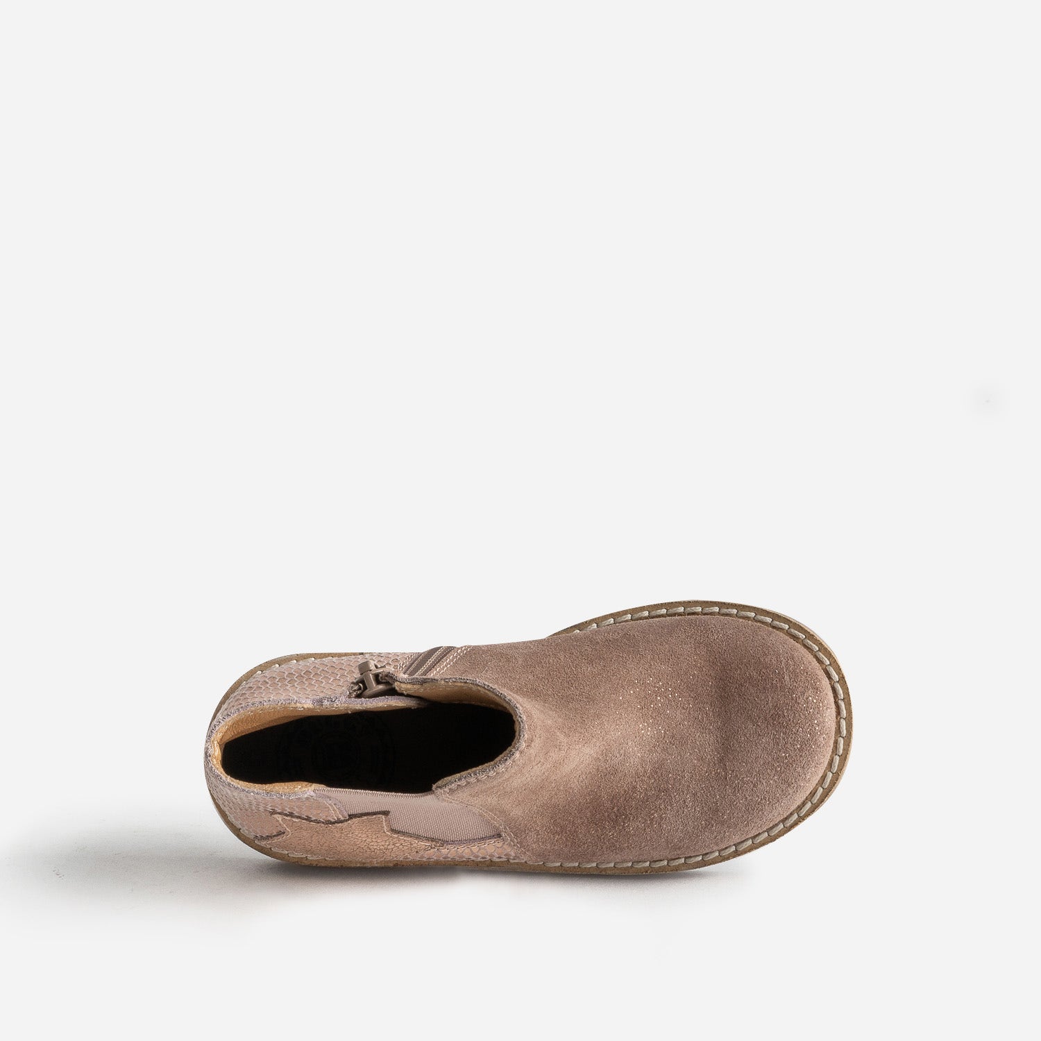 Boots BUGGY taupe en cuir velours pailleté