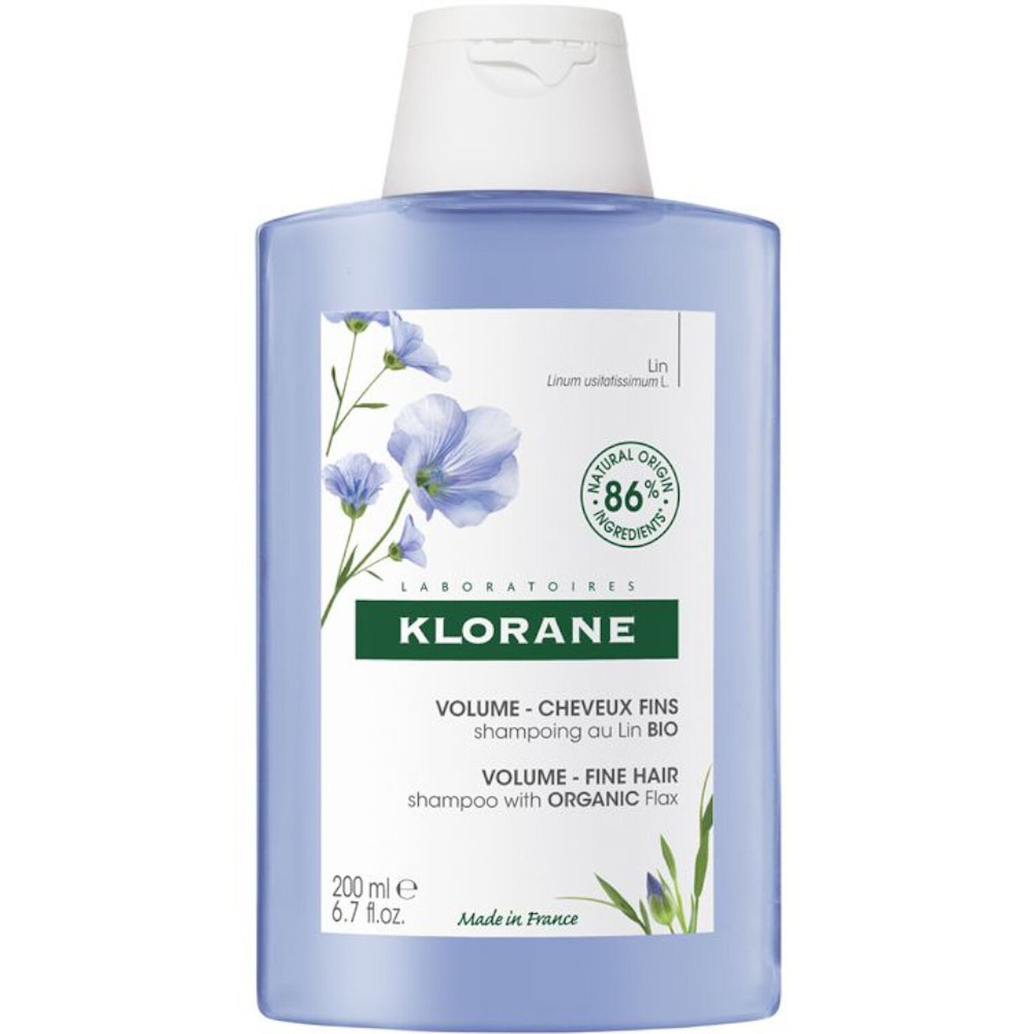 Klorane Shampoing Fibres de Lin - Cheveux Fins et Sans Volume