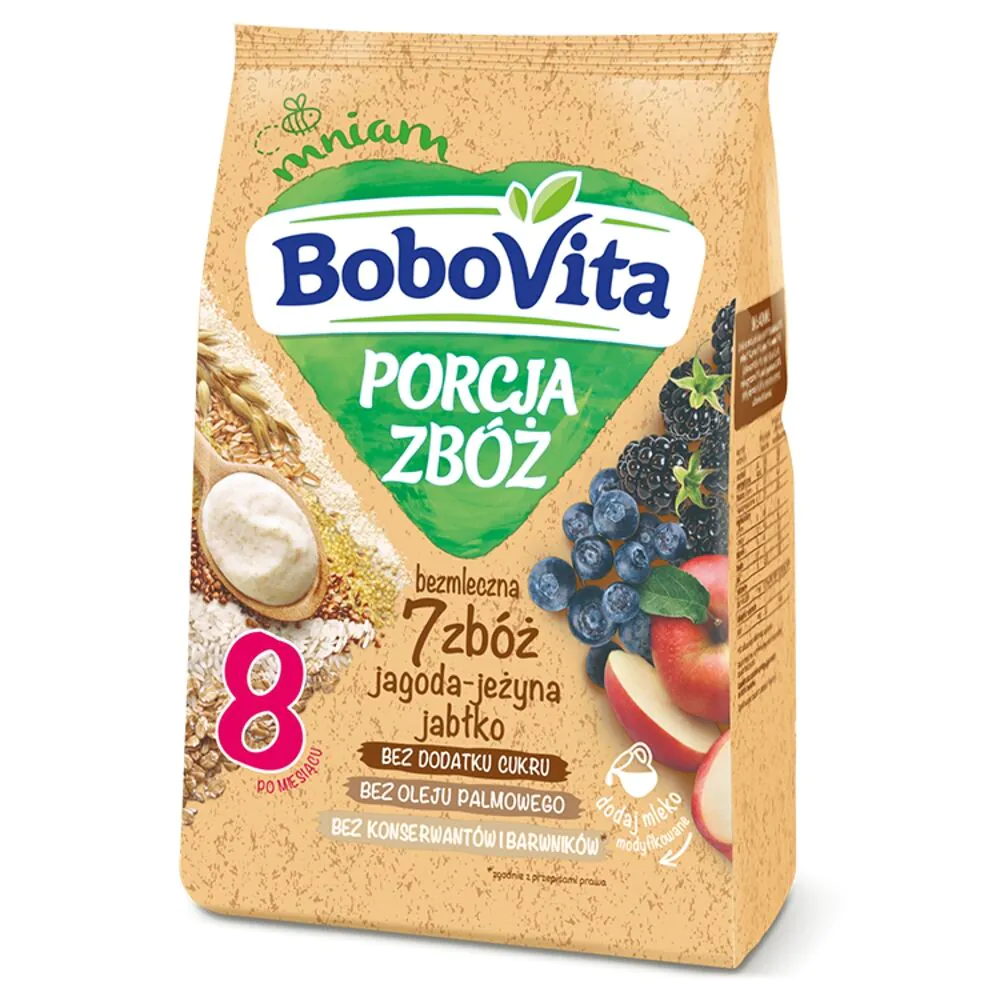 Bobovita χυλός δημητριακών χωρίς γαλακτοκομικά προϊόντα 7 δημητριακών, μύρτιλο, βατόμουρο, μήλο