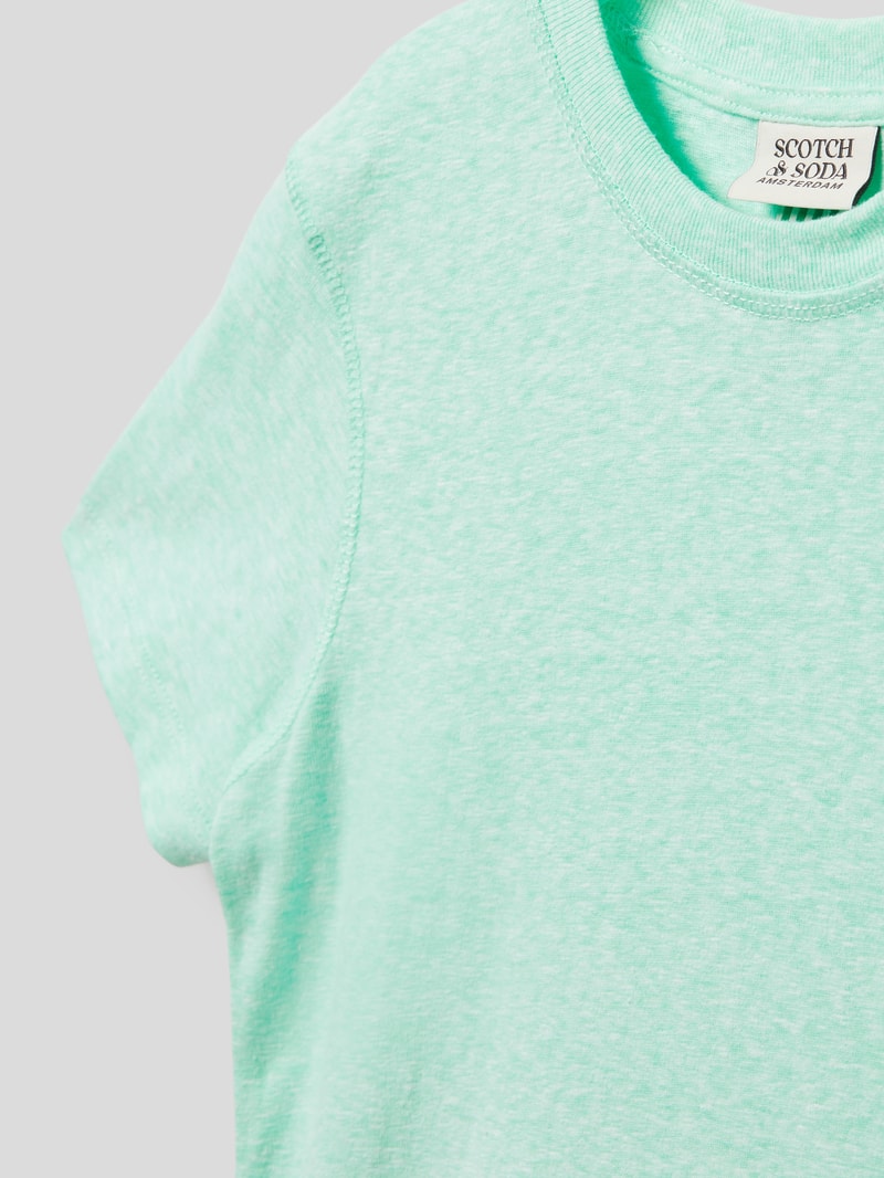 T-Shirt mit Label-Patch in mint meliert