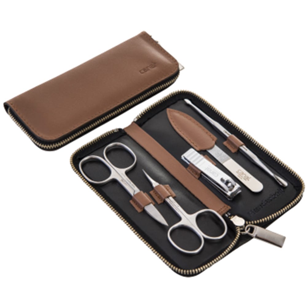 Canal Etui 5-teilig Cognac mit Reißverschluss