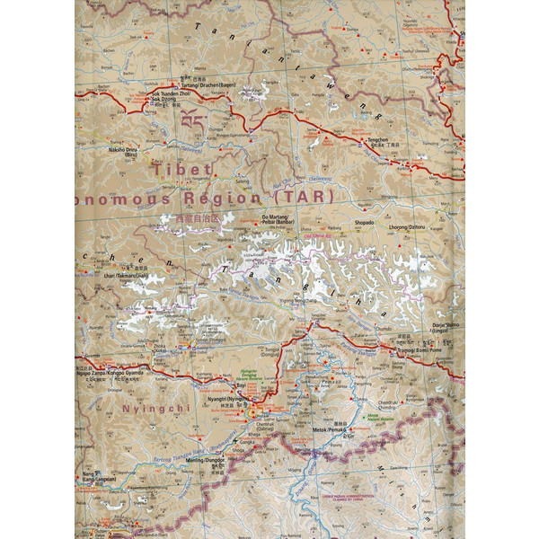 Reise Know-How Landkarte Tibet (1:1.500.000) und Lhasa-Valley (1:50.000) - Straßenkarte