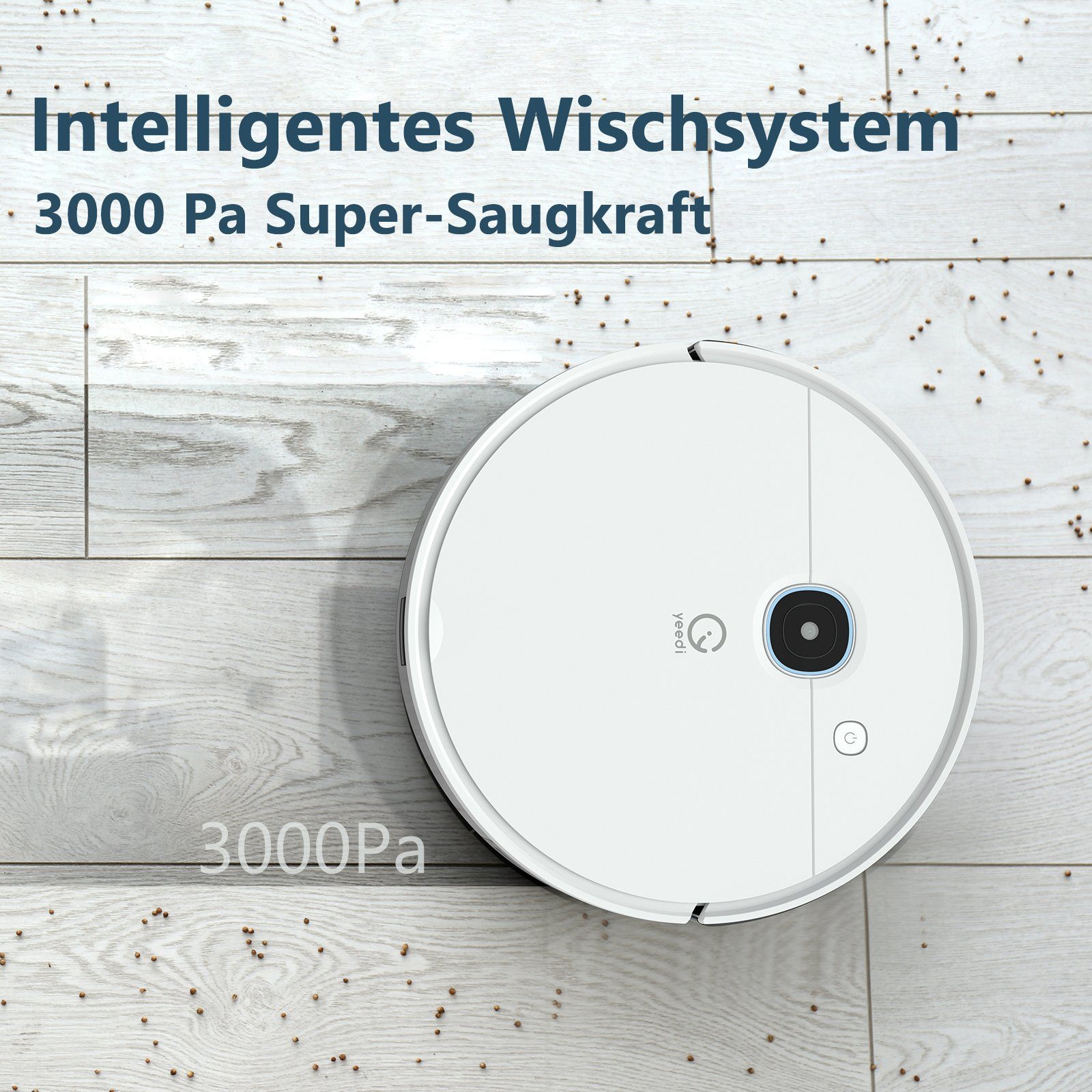 YEEDI Nass-Trocken-Saugroboter aus ECOVACS, Vac Station, mit Absaugstation, 3-in-1-Funktion, 69,00 W, beutellos, 200 min Laufzeit, 3000 Pa Saugleistung, Raumkarte, Teppicherkennung