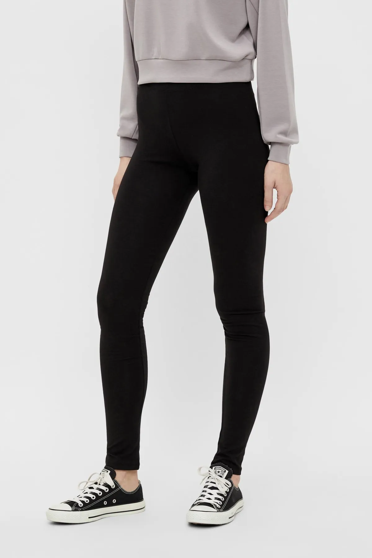 PIECES  Leggings - Schwarz - Mittlerer Bund