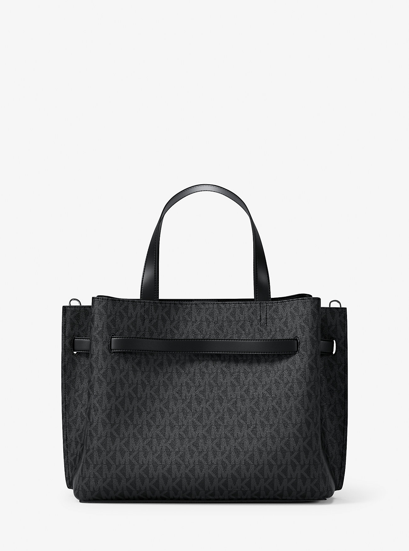 Emilia Medium Signature Logo Satchel - BLACK