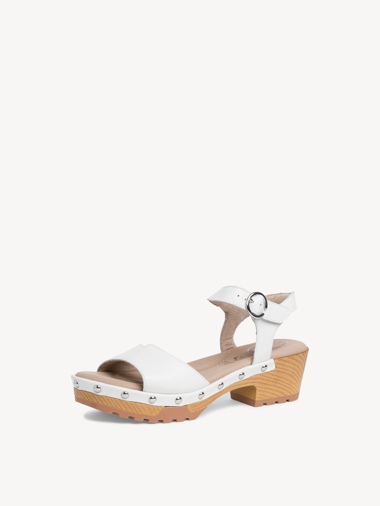 Sandale à talon en cuir - blanc