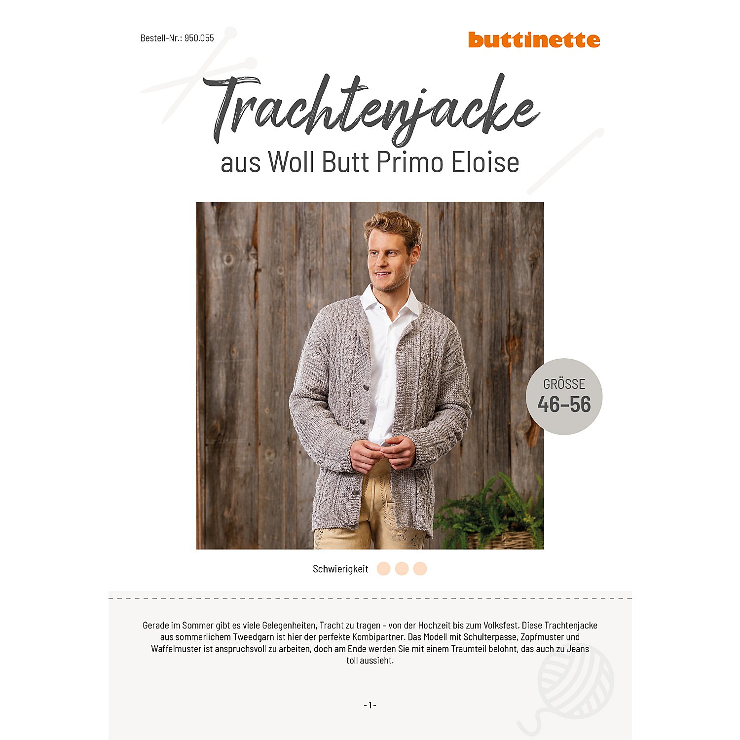 Strickanleitung - Herrenjacke aus Woll Butt Primo Eloise