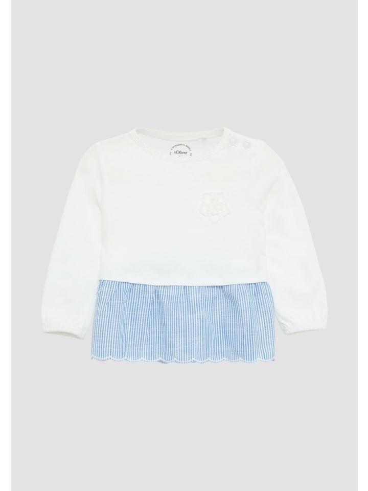 s.Oliver T-Shirt langarm in Blau-weiß günstig kaufen